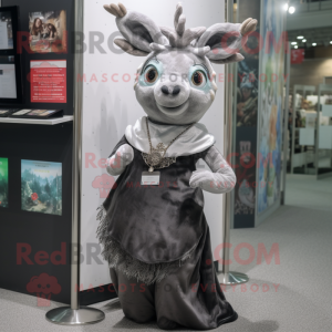 Silver Deer mascot costume character dressed with a Skirt and Beanies