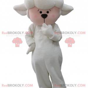 Mascota de cordero cordero blanco y rosa - Redbrokoly.com