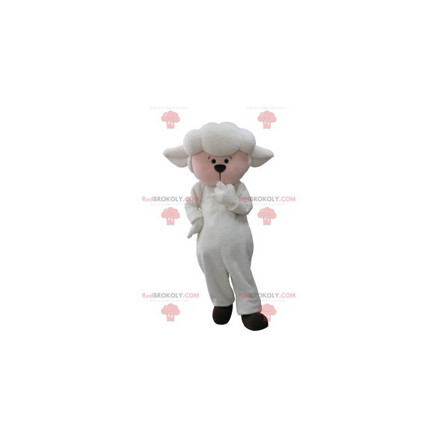 Mascote de carneiro cordeiro branco e rosa - Redbrokoly.com