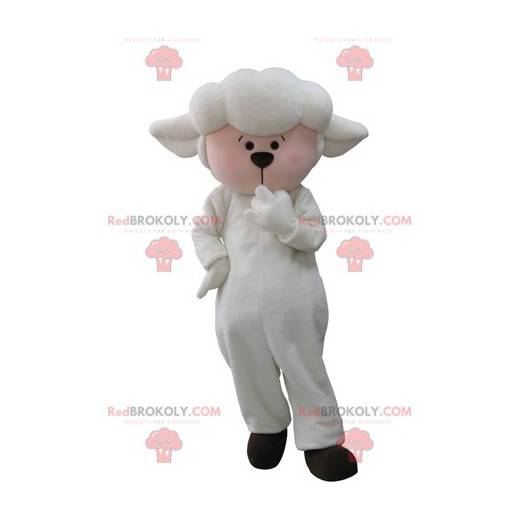 Mascote de carneiro cordeiro branco e rosa - Redbrokoly.com