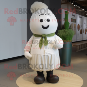 White Turnip mascot costume character dressed with a Dress Shirt and Shoe laces