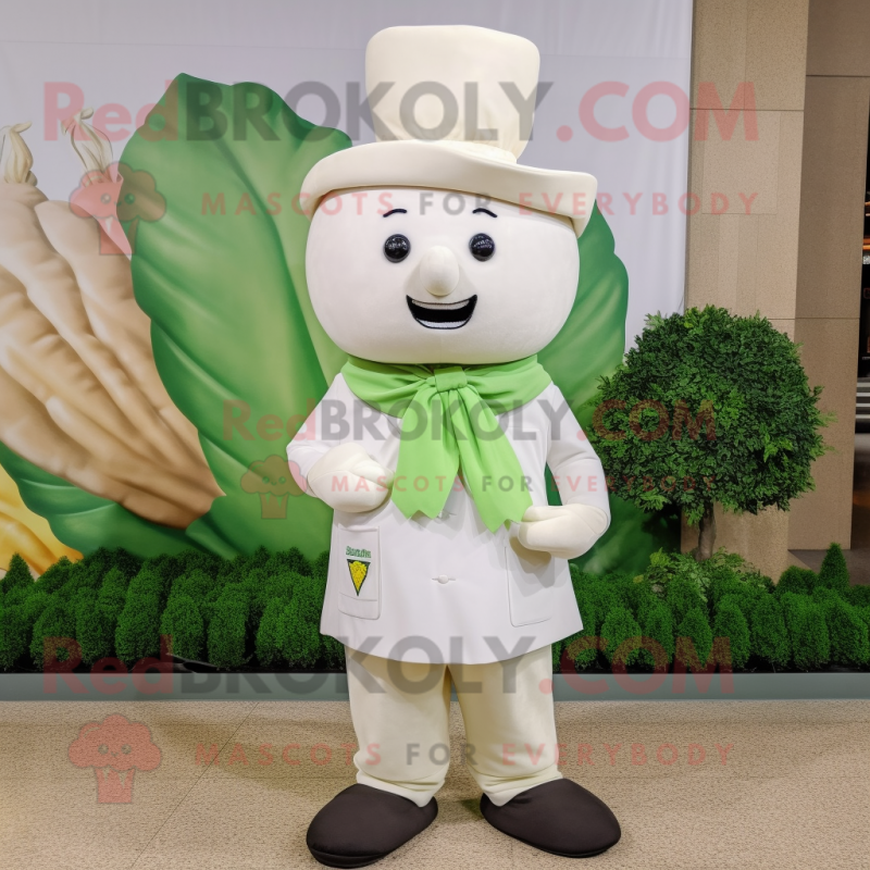 White Turnip mascot costume character dressed with a Dress Shirt and Shoe laces