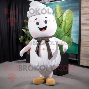 White Turnip mascot costume character dressed with a Dress Shirt and Shoe laces