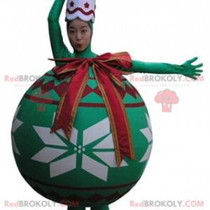 Reusachtige groene kerstboombal mascotte - Redbrokoly.com