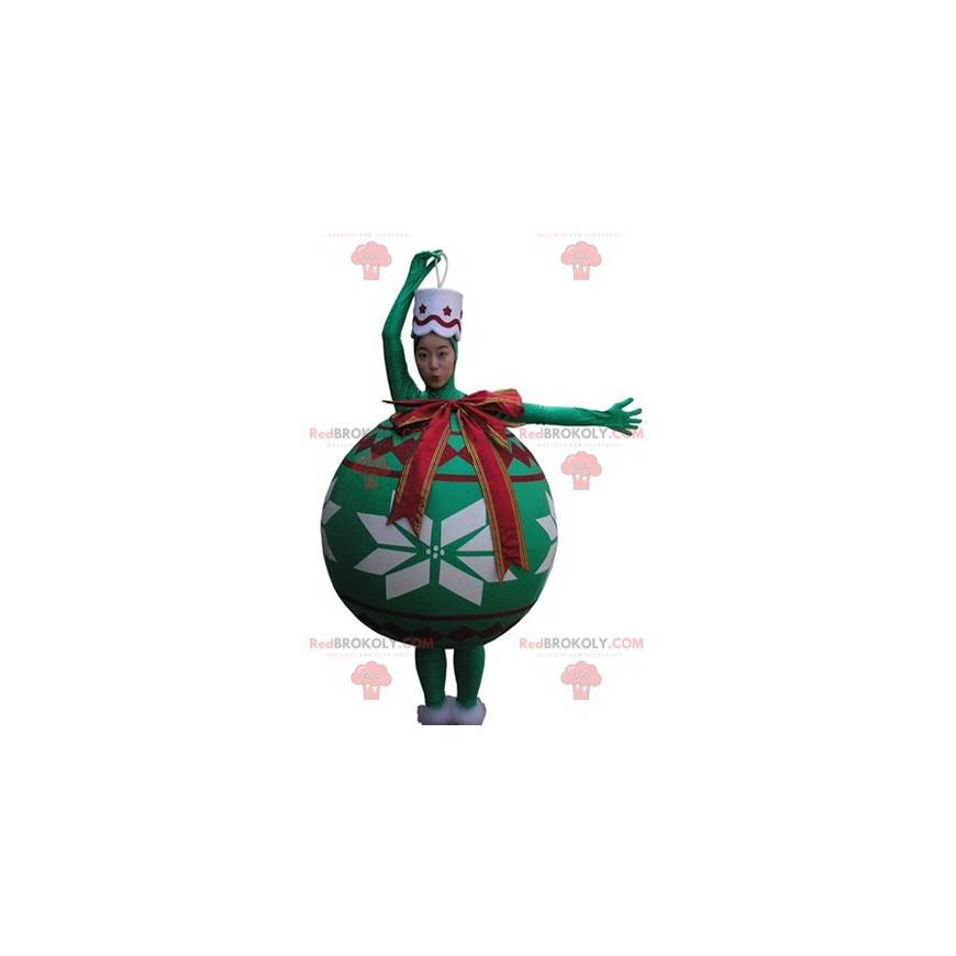 Reusachtige groene kerstboombal mascotte - Redbrokoly.com