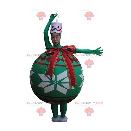 Kæmpe grøn juletræskugle-maskot - Redbrokoly.com