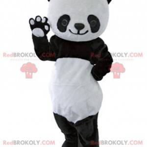 Mascote do panda preto e branco muito bonito e realista -