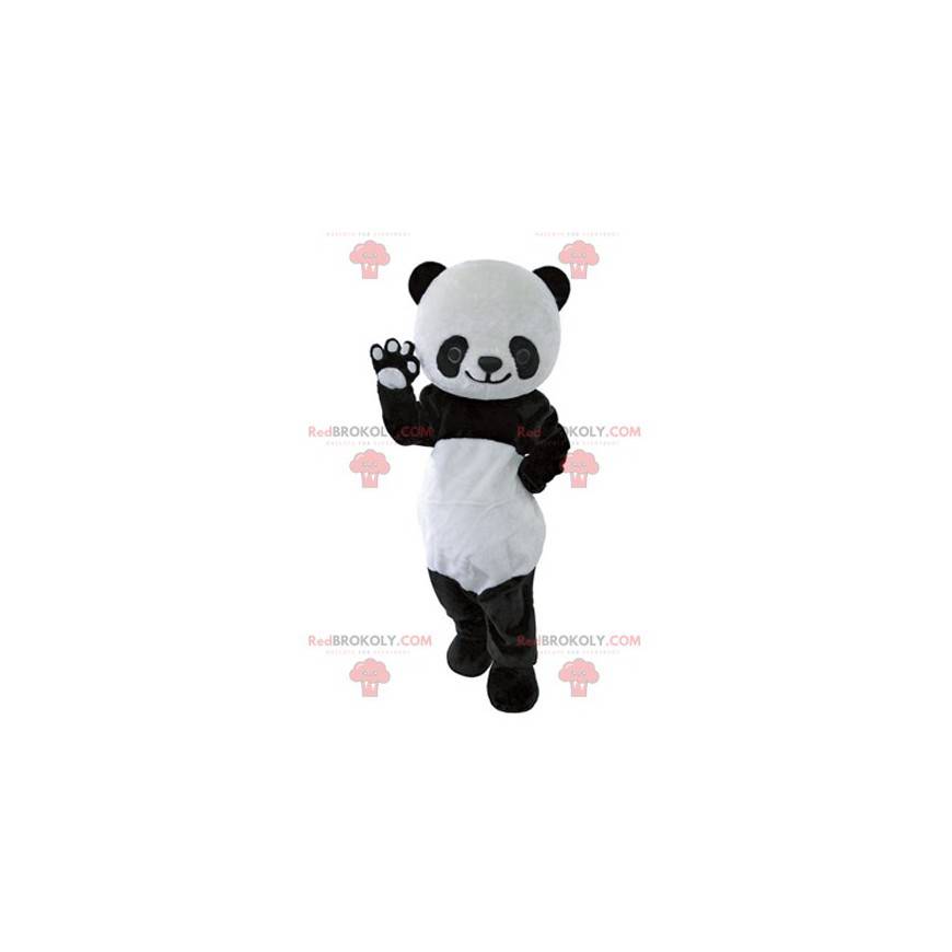 Very beautiful and realistic black and white panda mascot -