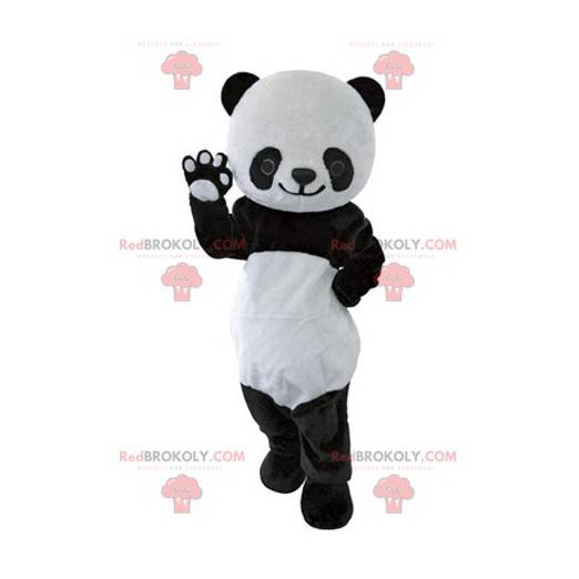 Mascote do panda preto e branco muito bonito e realista -