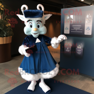 Navy Tooth Fairy mascot costume character dressed with a Dress Shirt and Clutch bags