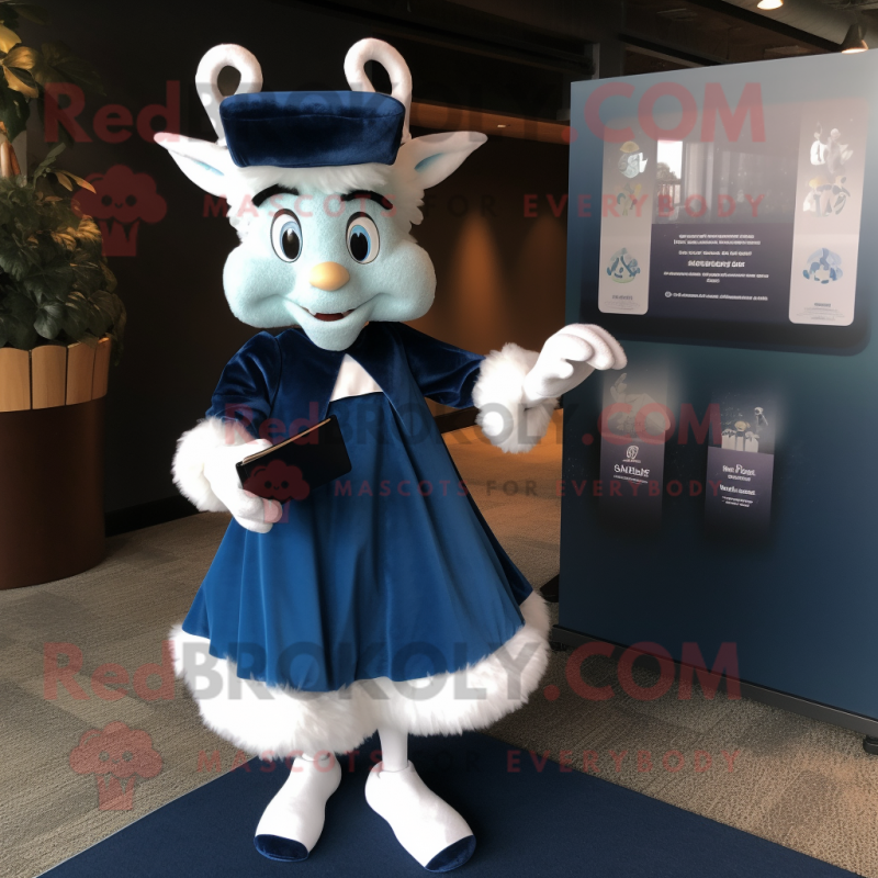 Navy Tooth Fairy mascot costume character dressed with a Dress Shirt and Clutch bags Navy Tooth Fairy mascot costume character dressed with a Dress Shirt and Clutch bags