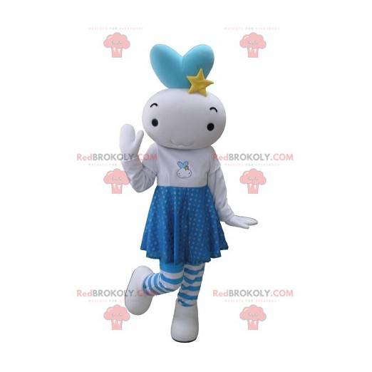 Giant doll blue and white snowman mascot - Redbrokoly.com