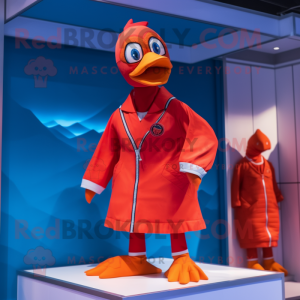 Red Geese mascot costume character dressed with a Swimwear and Cummerbunds