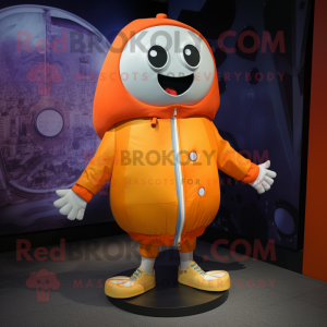 Orange Ray mascot costume character dressed with a Bomber Jacket and Foot pads