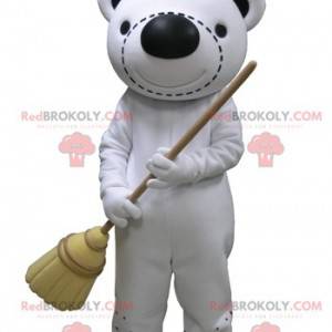 Mascotte de nounours blanc et noir géant - Redbrokoly.com