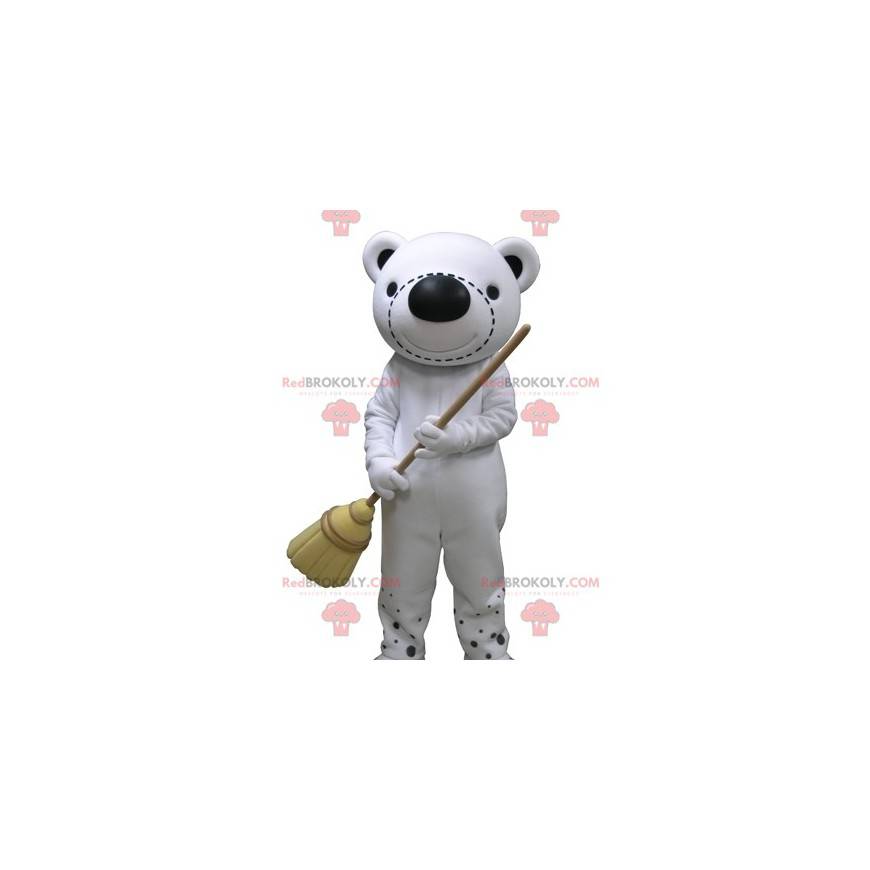 Mascotte de nounours blanc et noir géant - Redbrokoly.com