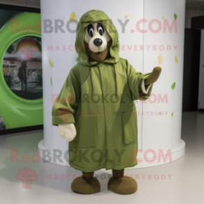 Olive Horseshoe mascot costume character dressed with a Parka and Cummerbunds