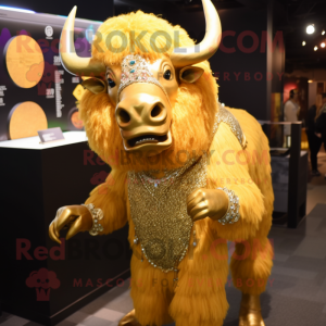 Guld Buffalo maskot kostume...