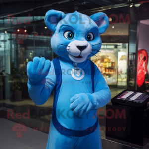 Himmelblå Puma maskot drakt...