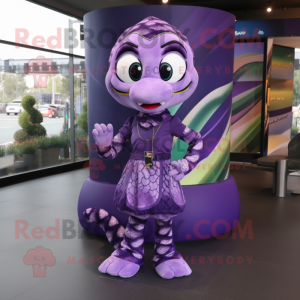 Purple Anaconda mascot costume character dressed with a Mini Skirt and Anklets