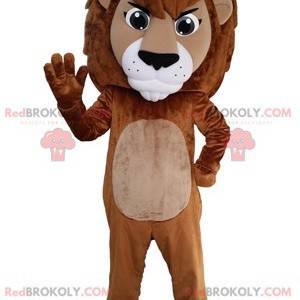 Giant brown and white lion mascot. Feline mascot -