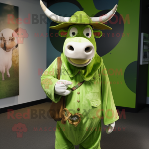 Limegrøn Zebu maskot...