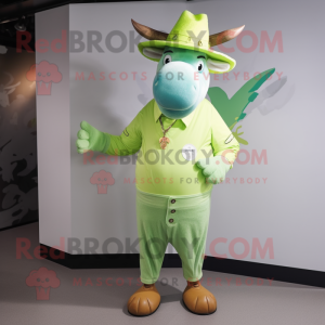 Limegrønn Zebu maskot drakt...