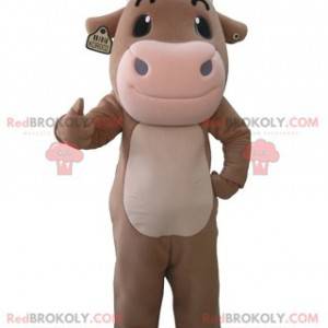Mascotte gigante della mucca marrone e rosa - Redbrokoly.com