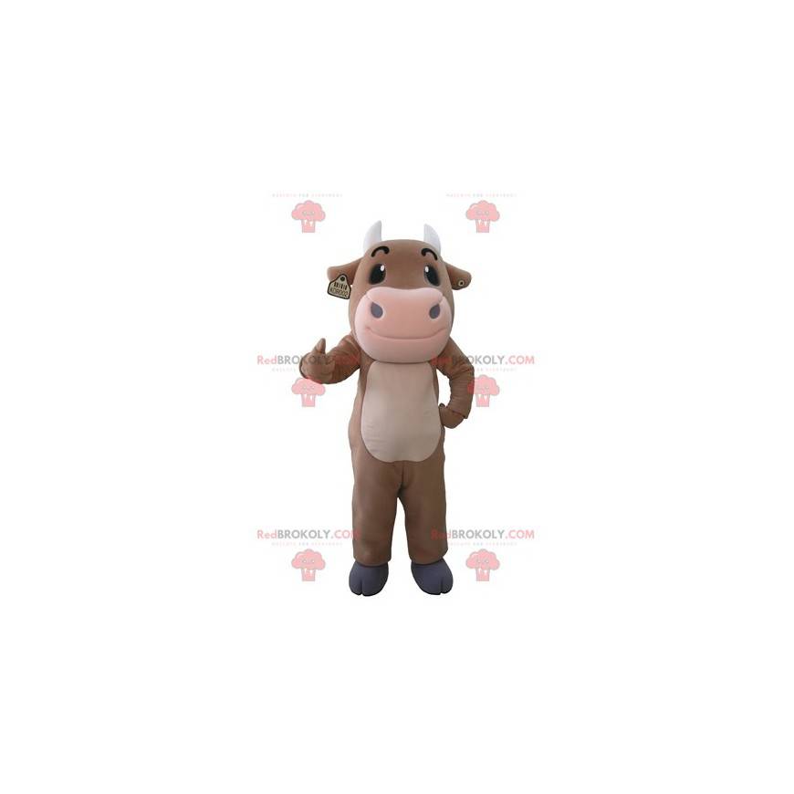 Mascotte de vache marron et rose géante - Redbrokoly.com
