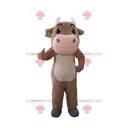 Giant brown and pink cow mascot - Redbrokoly.com