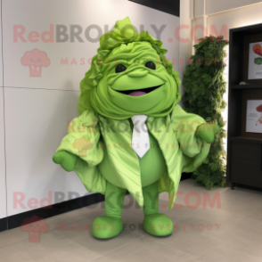 Lime Green Cabbage Leaf mascot costume character dressed with a Suit and Wraps