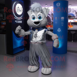 Silver Guinness mascot costume character dressed with a Flare Jeans and Digital watches
