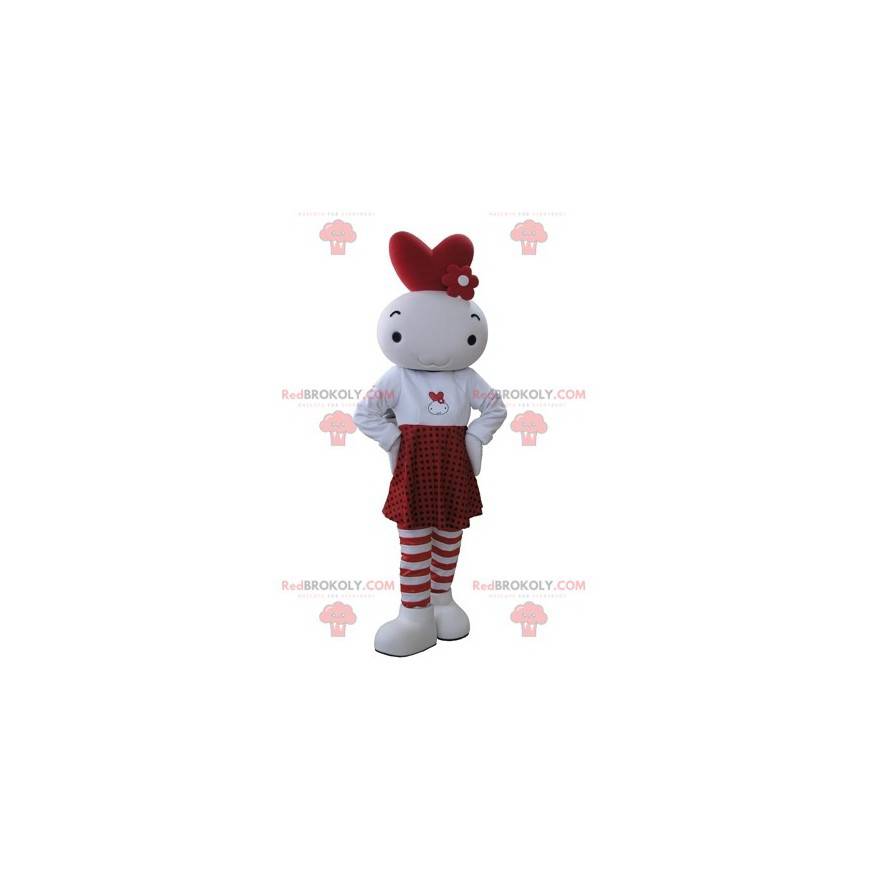 Mascotte de bonhomme de poupon blanc et rouge - Redbrokoly.com