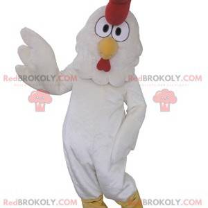 Reusachtige witte kip haan mascotte - Redbrokoly.com