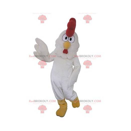 Reusachtige witte kip haan mascotte - Redbrokoly.com