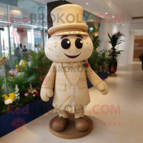 Tan Wedding Cake mascot costume character dressed with a Playsuit and Hats