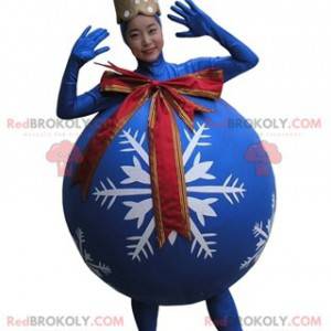 Reusachtige blauwe kerstboombal mascotte - Redbrokoly.com