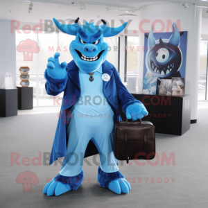 Sky Blue Devil maskot drakt...