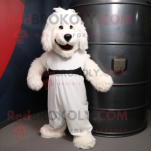 White Shepard'S Pie mascot costume character dressed with a Tank Top and Belts