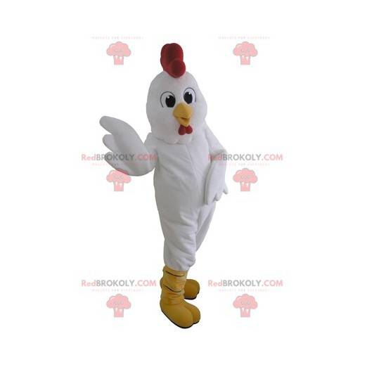 Giant white hen mascot. Rooster mascot - Redbrokoly.com