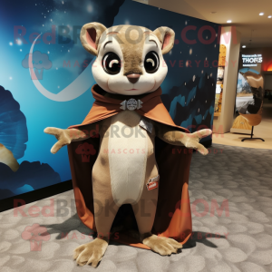 Tan Flying Squirrel mascot costume character dressed with a Swimwear and Shawl pins