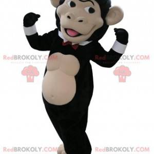 Black and beige monkey mascot with a bow tie - Redbrokoly.com