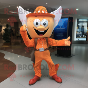 Orange Tooth Fairy mascot costume character dressed with a Flare Jeans and Belts