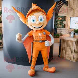 Orange Tooth Fairy mascot costume character dressed with a Flare Jeans and Belts