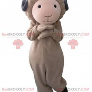 Cute and soft brown and gray goat mascot - Redbrokoly.com