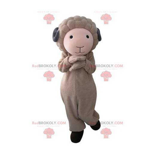 Cute and soft brown and gray goat mascot - Redbrokoly.com
