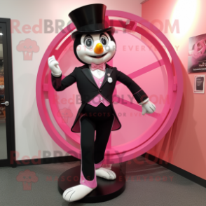 Pink Unicyclist mascot costume character dressed with a Tuxedo and Bracelet watches