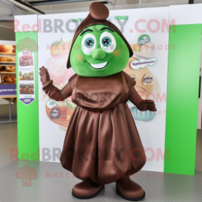 Olive Chocolate Bar mascot costume character dressed with a A-Line Skirt and Earrings