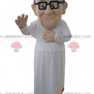 Mascote do Papa em traje religioso branco - Redbrokoly.com