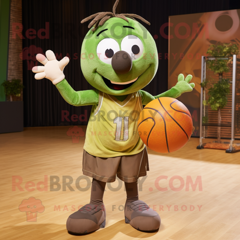 Olive Handball Ball mascot costume character dressed with a Corduroy Pants and Ties Olive Handball Ball mascot costume character dressed with a Corduroy Pants and Ties